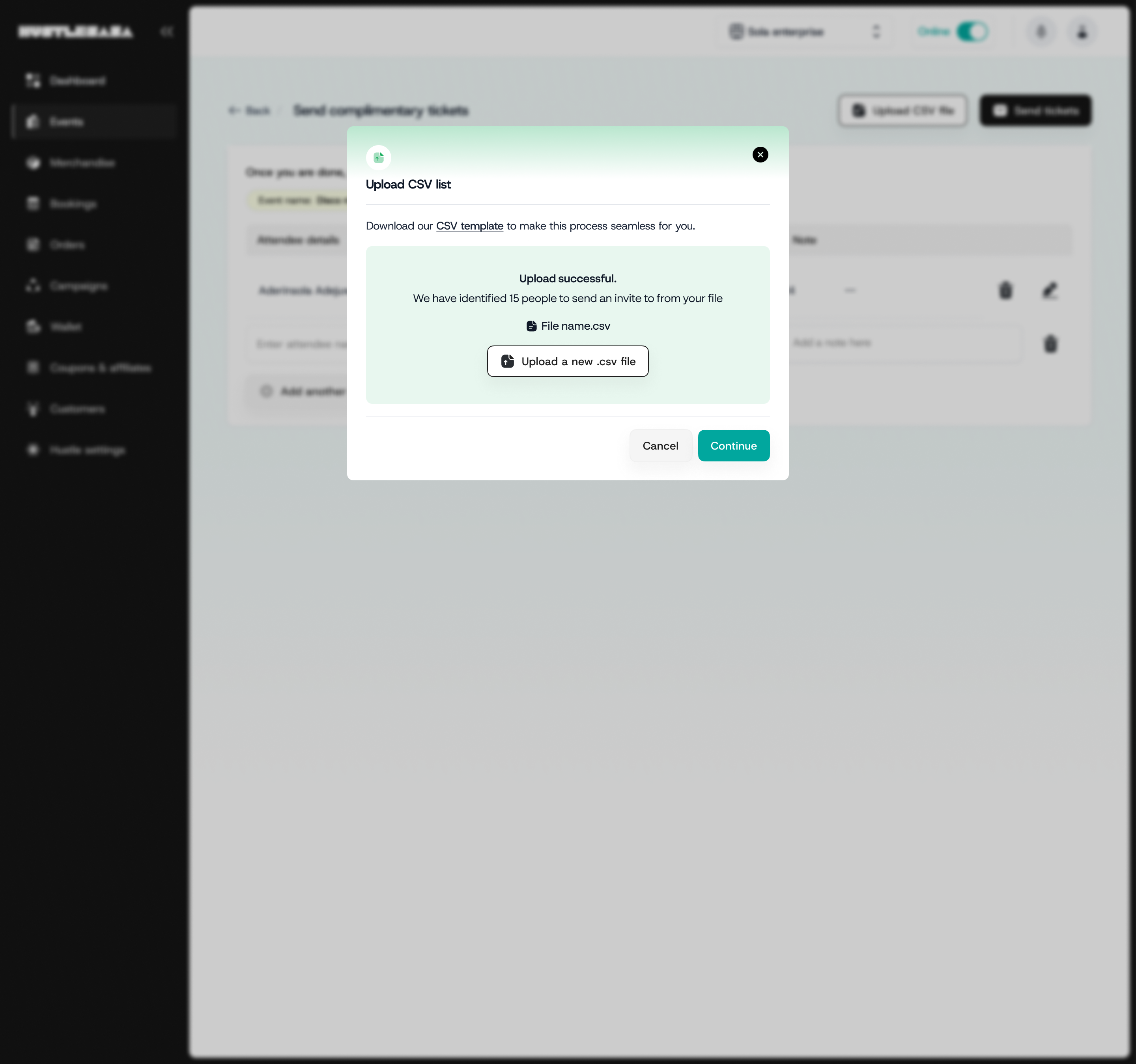 CSV upload successful, 15 people identified